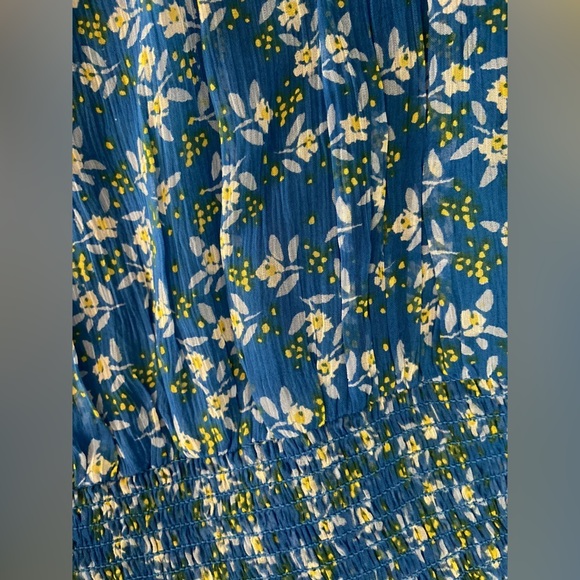 FREE PEOPLE ROMA FLORAL-PRINTED Blue BLOUSE TOP Sz Medium - Picture 13 of 14